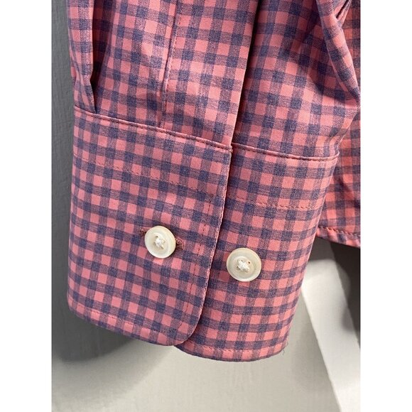 Peter Millar Summer Comfort Men’s Large Pale Rose Blue Check Long Sleeve - Picture 6 of 16